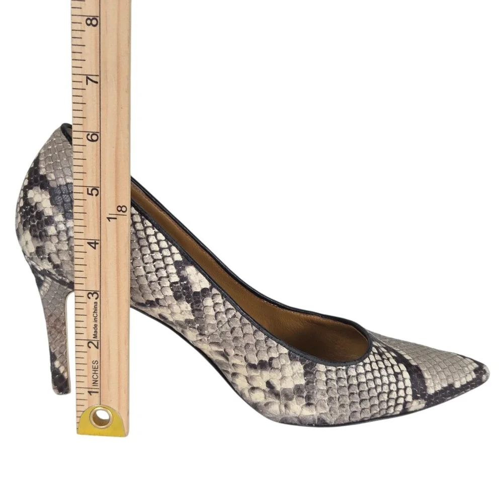 TORY BURCH Real Snakeskin‎ Leather Heels Black White SZ 9M Exotic Dress